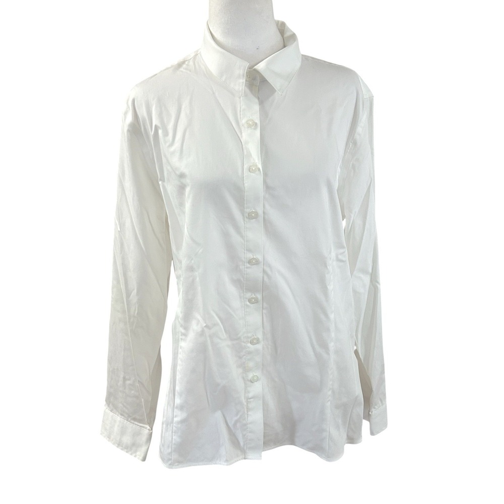 Ellen Tracy White Button-Down Cotton Shirt